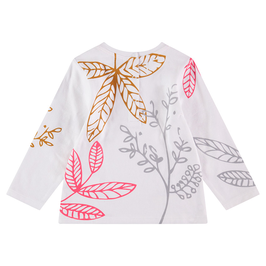 Tee-shirt manches longues avec imprimé végétal contrasté 