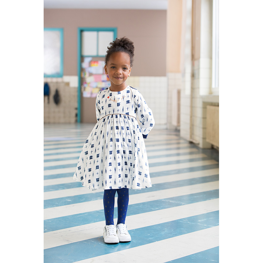 Robe fluide manches 3/4 imprimée fantaisie 