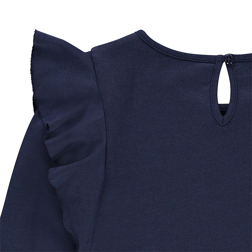 Junior - Robe en molleton fluide avec volants et fleurs brodées 