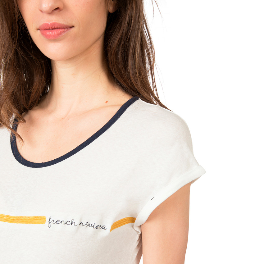 Tee-shirt manches courtes de grossesse avec rayure contrastée 