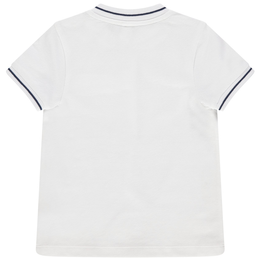 Polo manches courtes en coton bio à rayure contrastée 