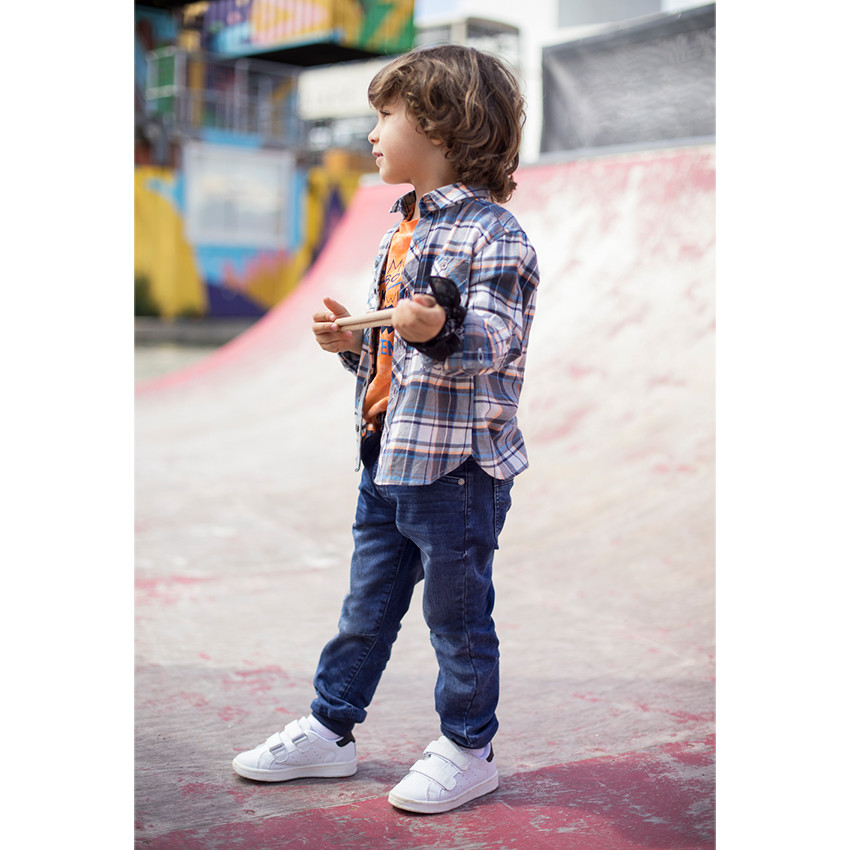 Chemise manches longues à carreaux et poches 