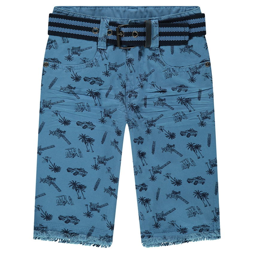 Bermuda en twill imprimé all-over avec ceinture 