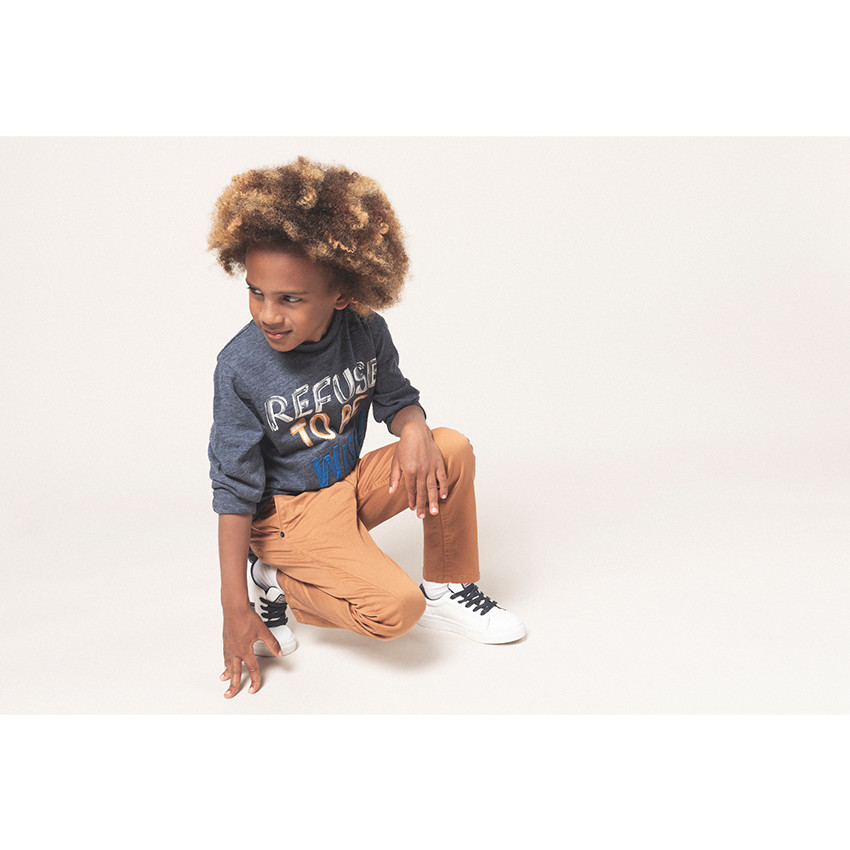 Pantalon en coton surteint avec ceinture tressée amovible 