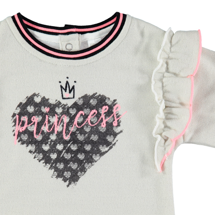 Sweat en molleton avec coeur et volants sur les emmanchures 