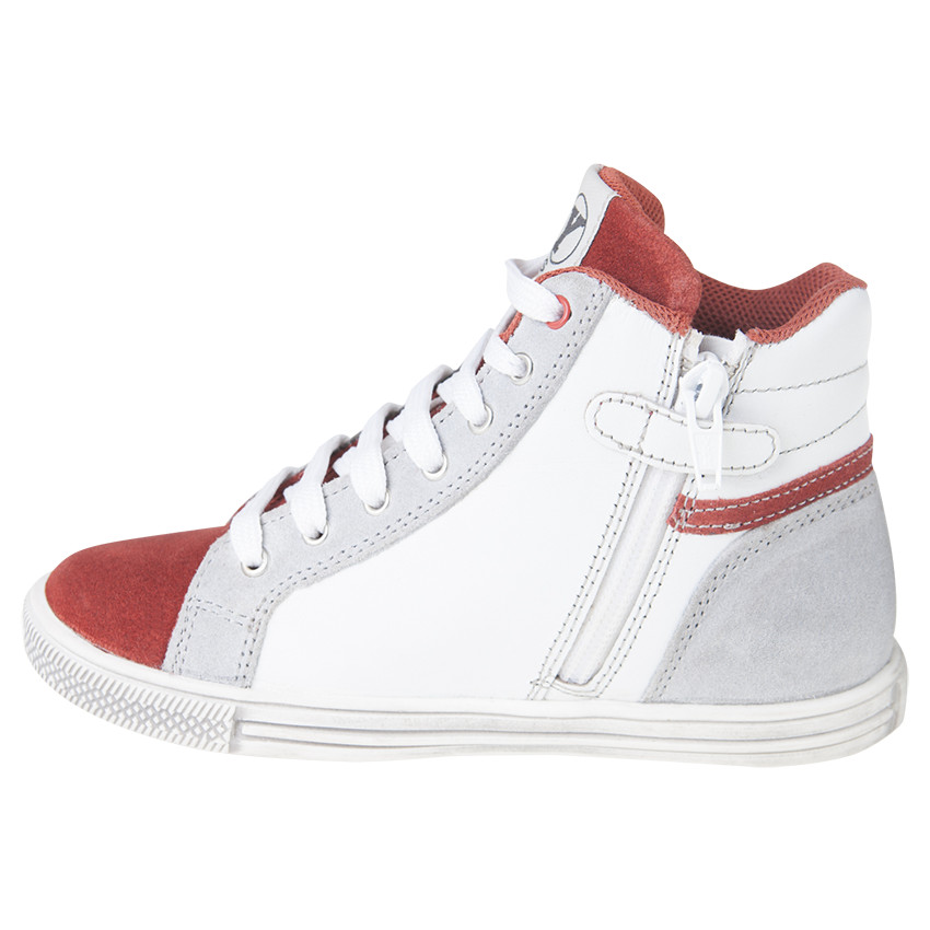 Bottillons en cuir à lacets et zip avec patch lettre 