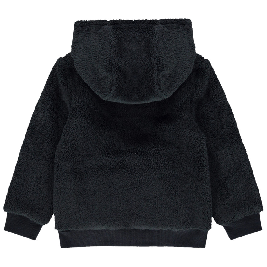 Sweat en sherpa à capuche à poche et inscription printée 