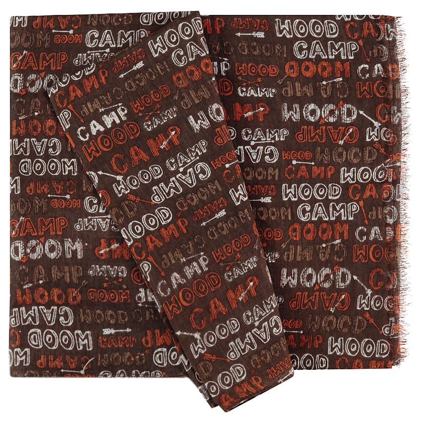 Chèche en voile de viscose avec texte contrasté all-over 