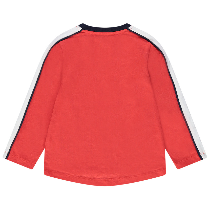 T-shirt met lange mouwen uit koraalrode jerseystof met print met fiets 