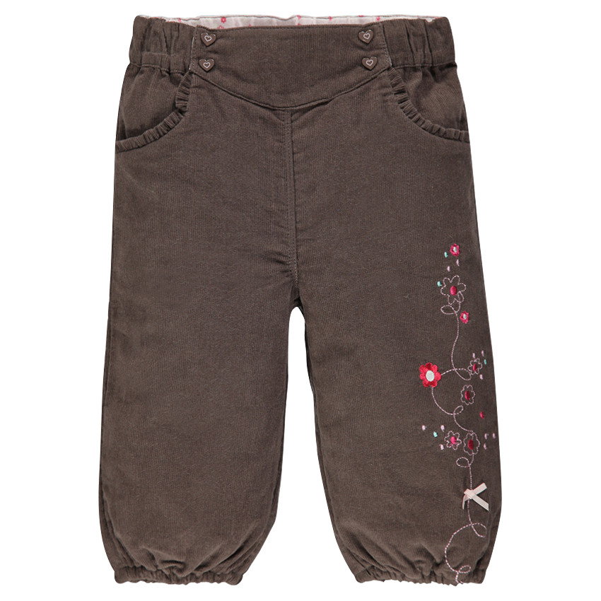 Pantalon en velours doublé jersey avec broderies 