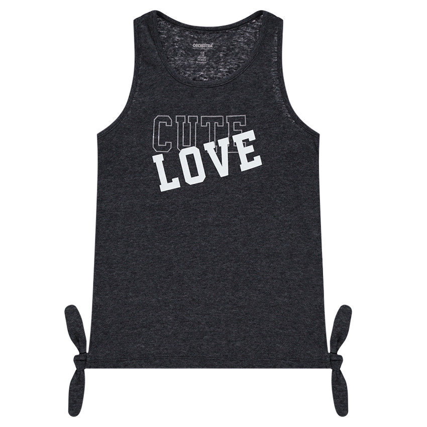 Junior - Débardeur en maille slub avec noeuds et message printé 