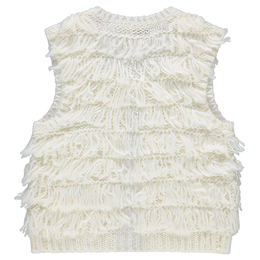 Gilet sans manches en tricot à franges 