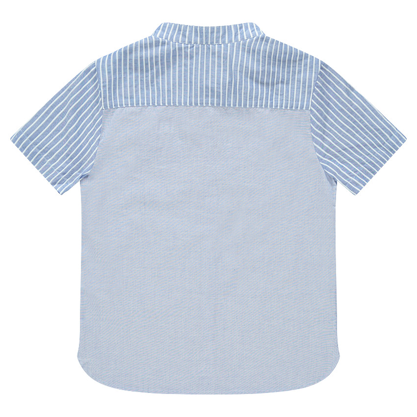 Junior - Chemise manches courtes à rayures placées et poche 