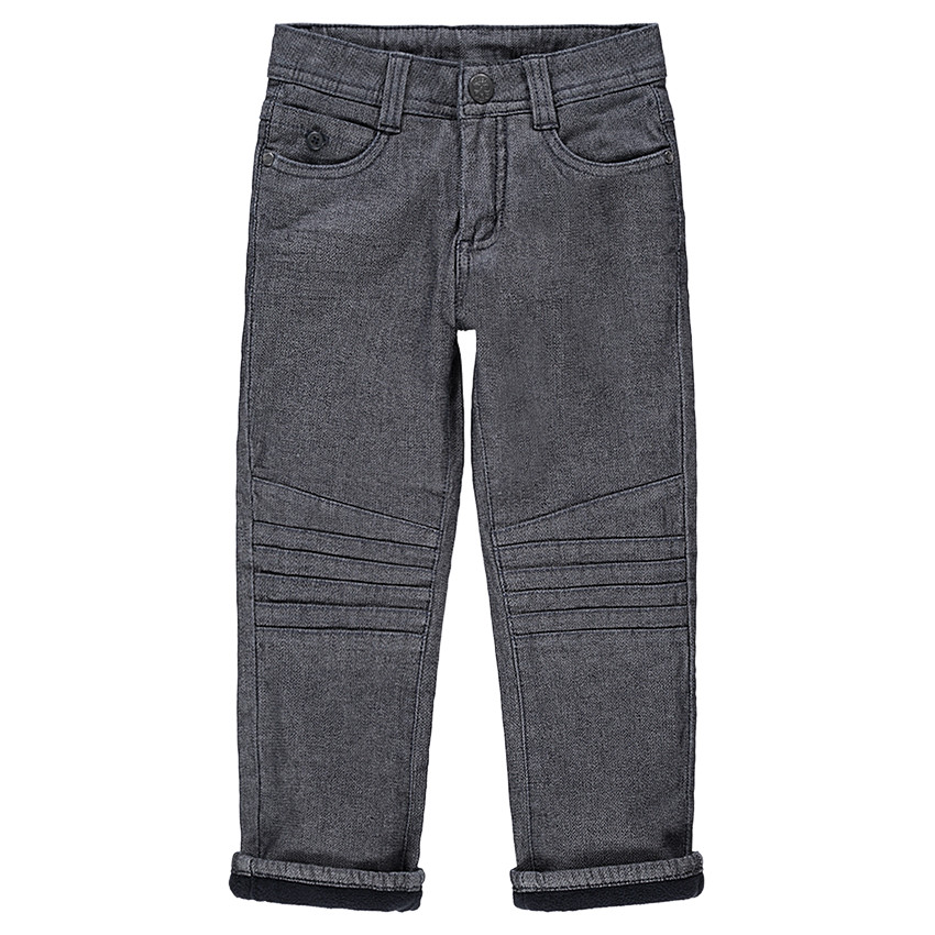 Pantalon chiné doublé polaire avec surpiqûres sur les jambes 