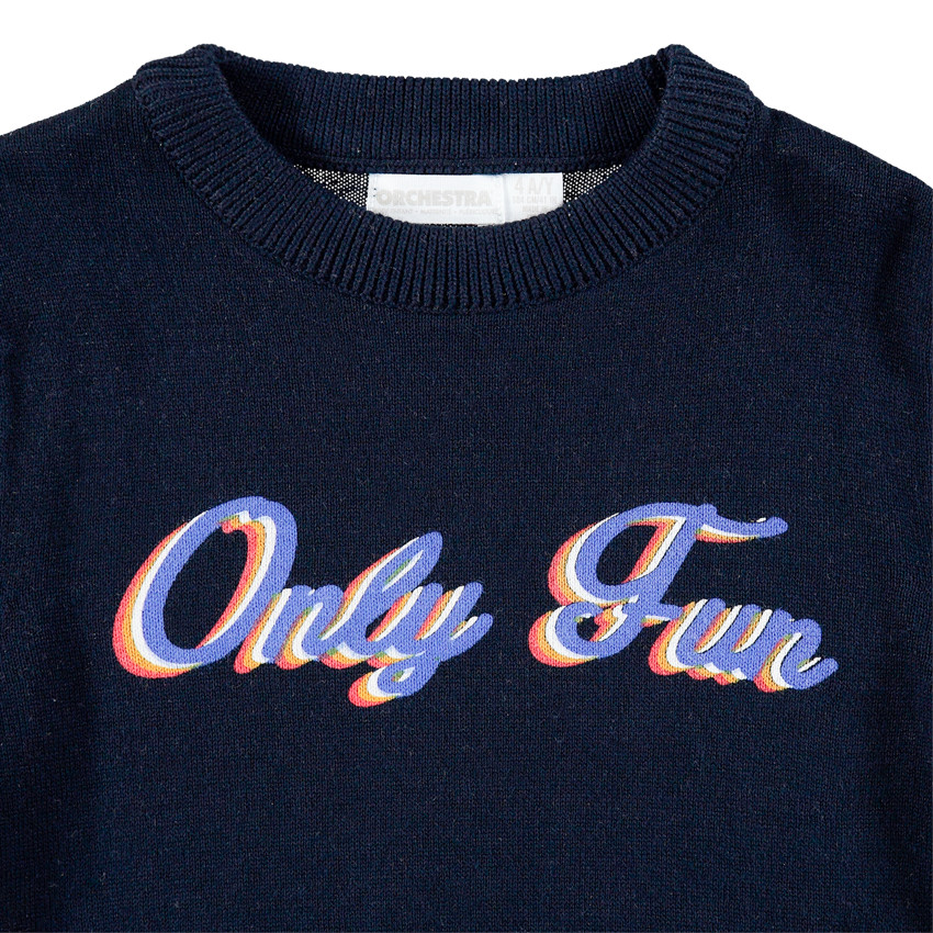 Pull en tricot avec message printé sur le devant 