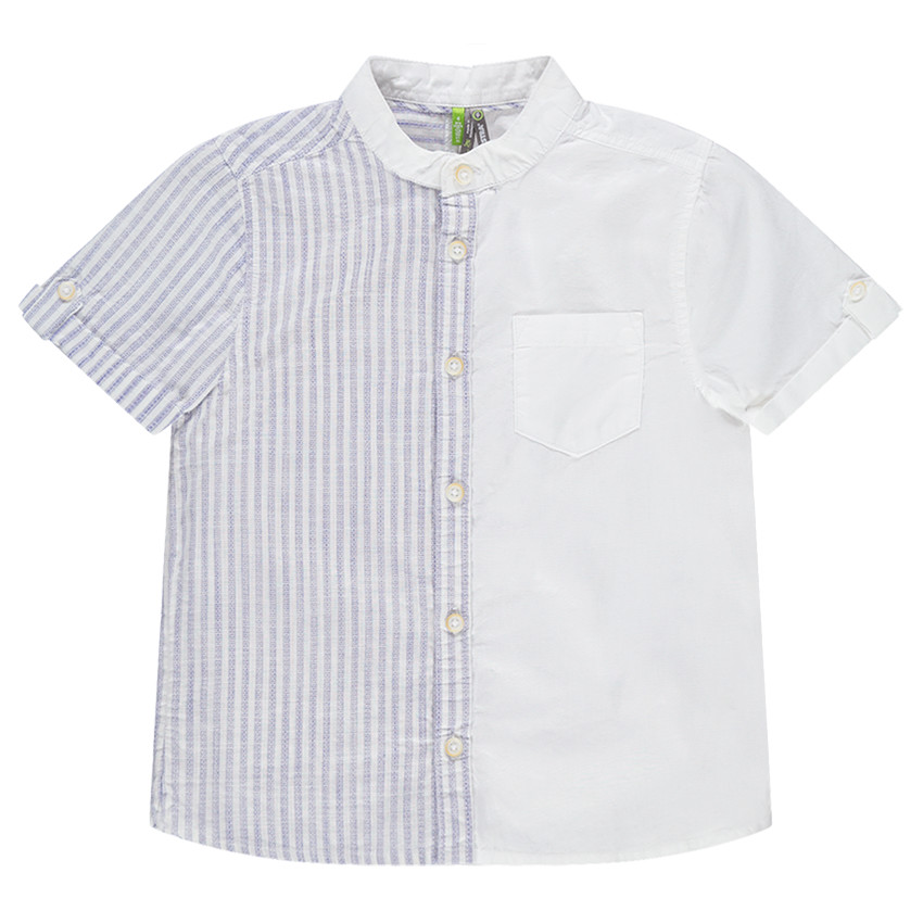 Chemise manches courtes avec rayures placées 