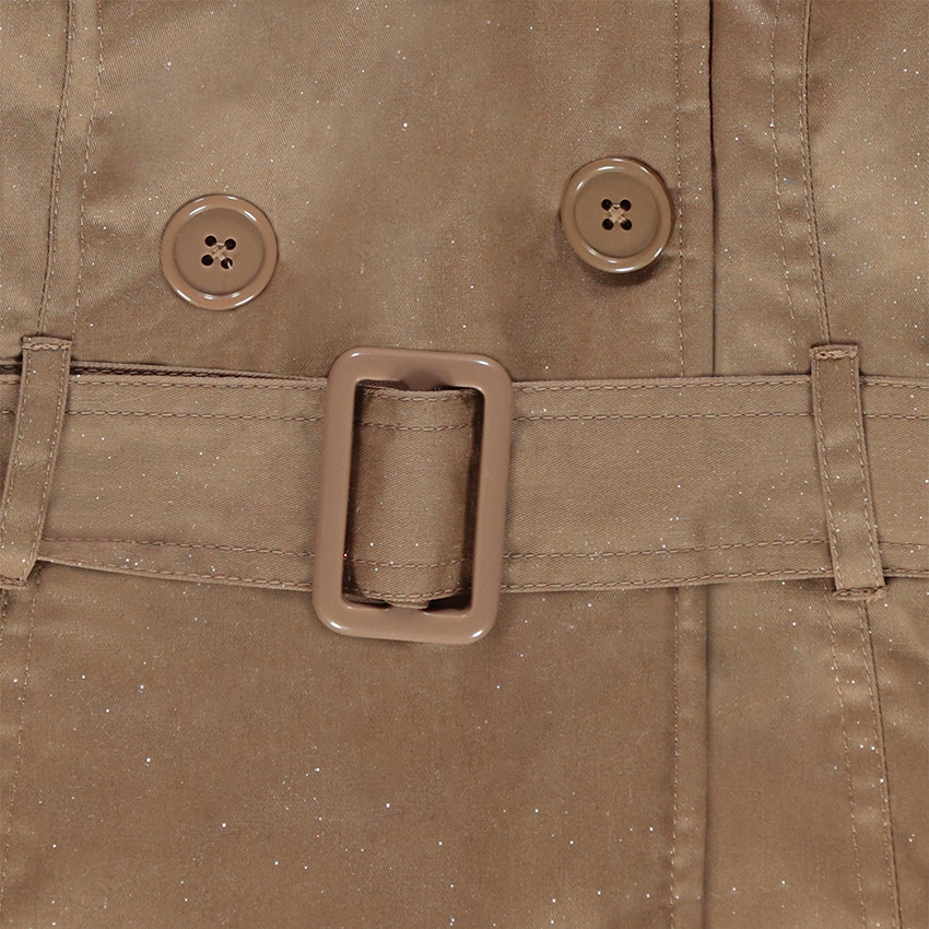 Junior - Trench en twill effet pailleté avec capuche amovible 