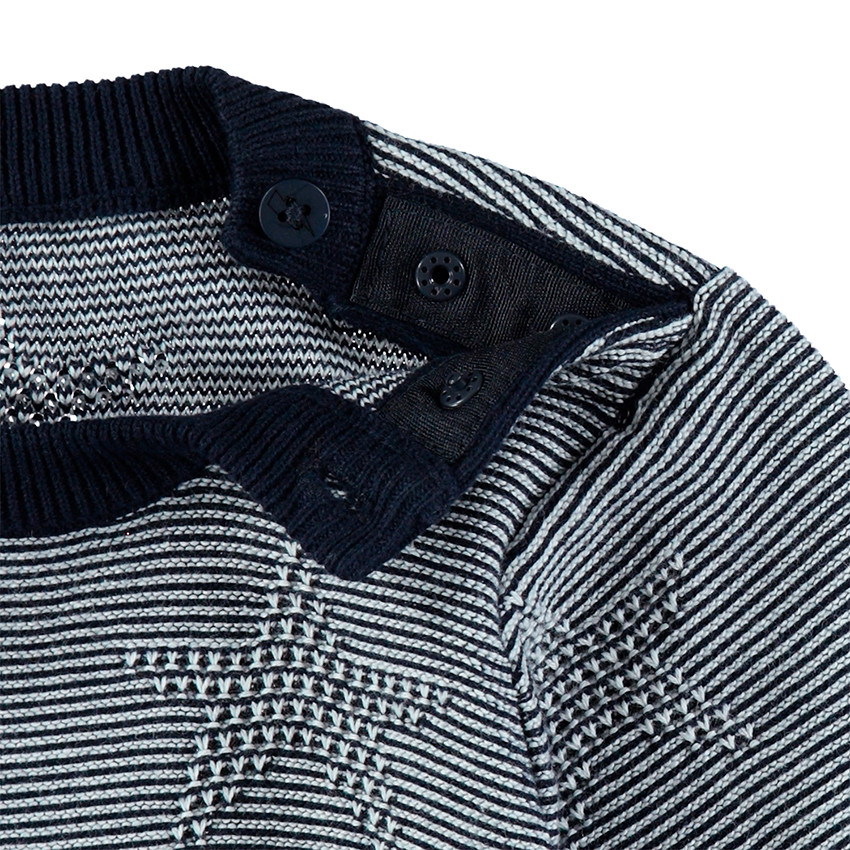 Pull en maille à fines rayures avec poche kangourou 