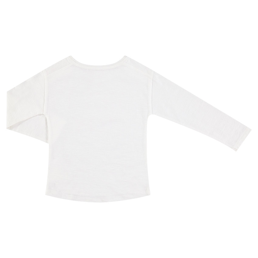 Tee-shirt manches longues en jersey avec message printé et galons frangés 