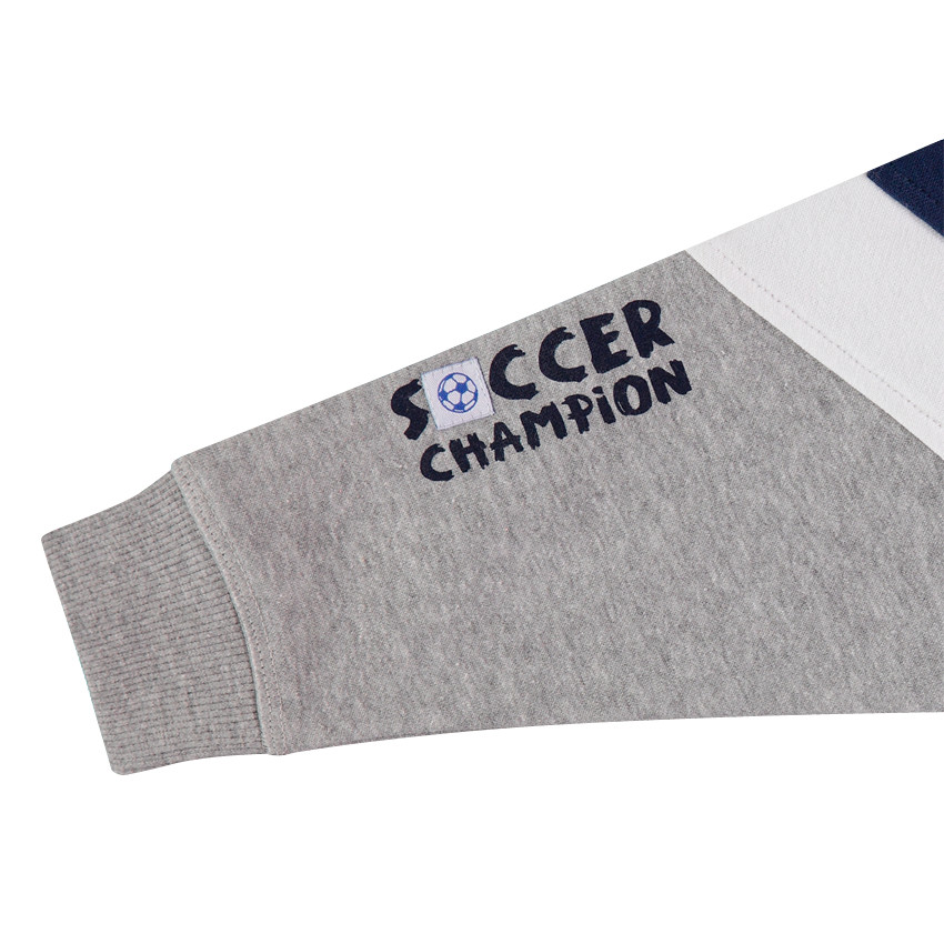 Sweat à capuche en molleton tricolore avec textes printés  