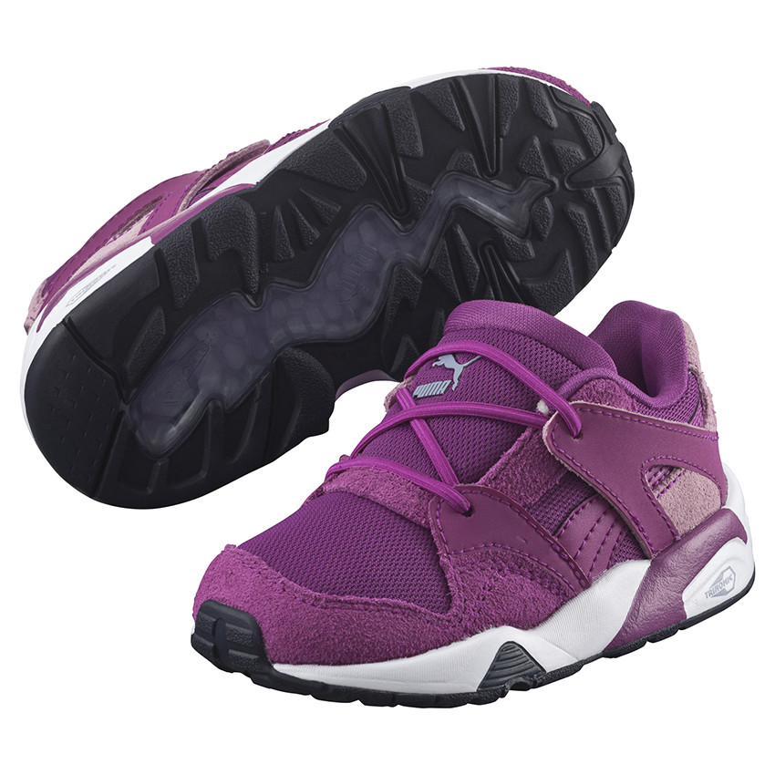 PUMA - Baskets basses coloris violet à lacets élastiqués  