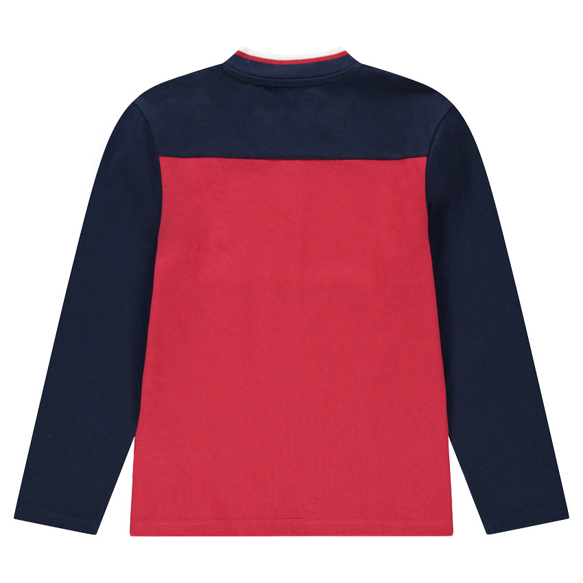 Junior - Polo manches longues en jersey avec col esprit teddy 