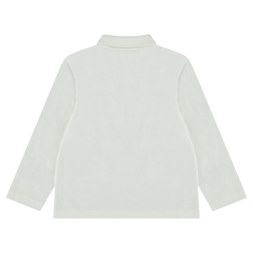 Junior - Polo manches longues en jersey slub avec logo printé 