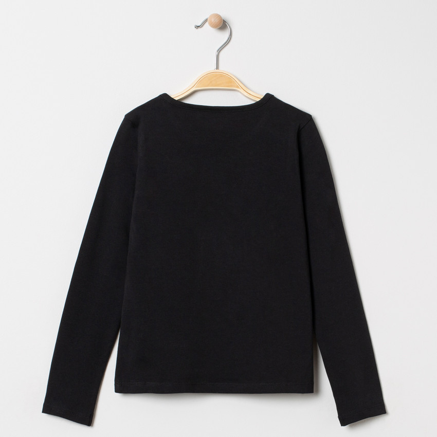 T-shirt manches longues à noeud en sequins argentés 