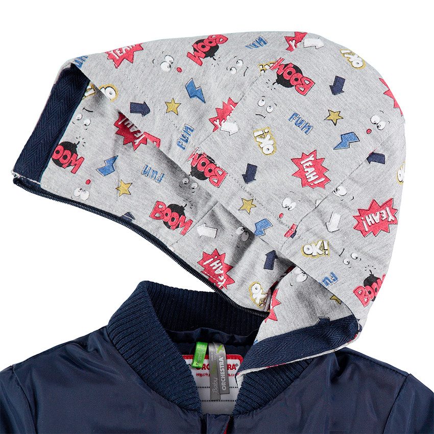 Blouson esprit bomber avec poches et capuche imprimée amovible 