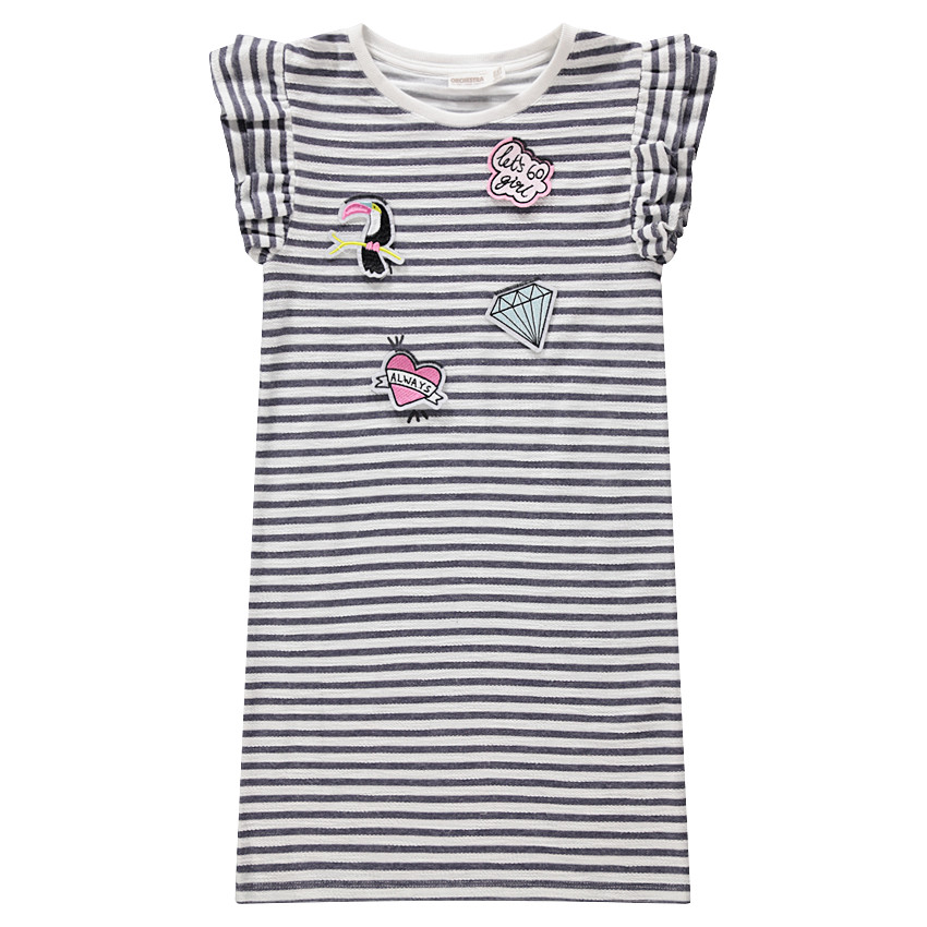 Junior - Robe en molleton léger à rayures avec badges patchés 