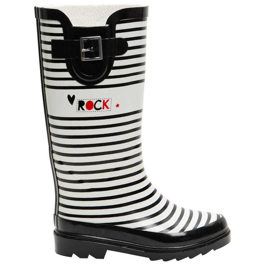 Bottes de pluie en caoutchouc à rayures all-over et boucle fantaisie du 28 au 38 