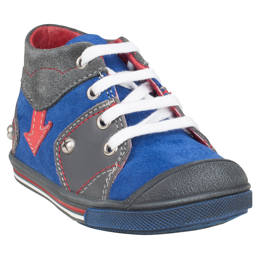 Bottillons en cuir suédés avec empiècements contrastés 