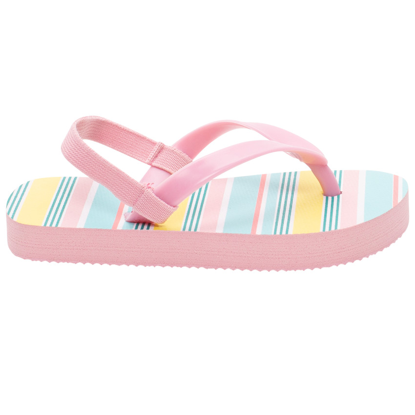 Tongs à rayures et lanière élastiquée 