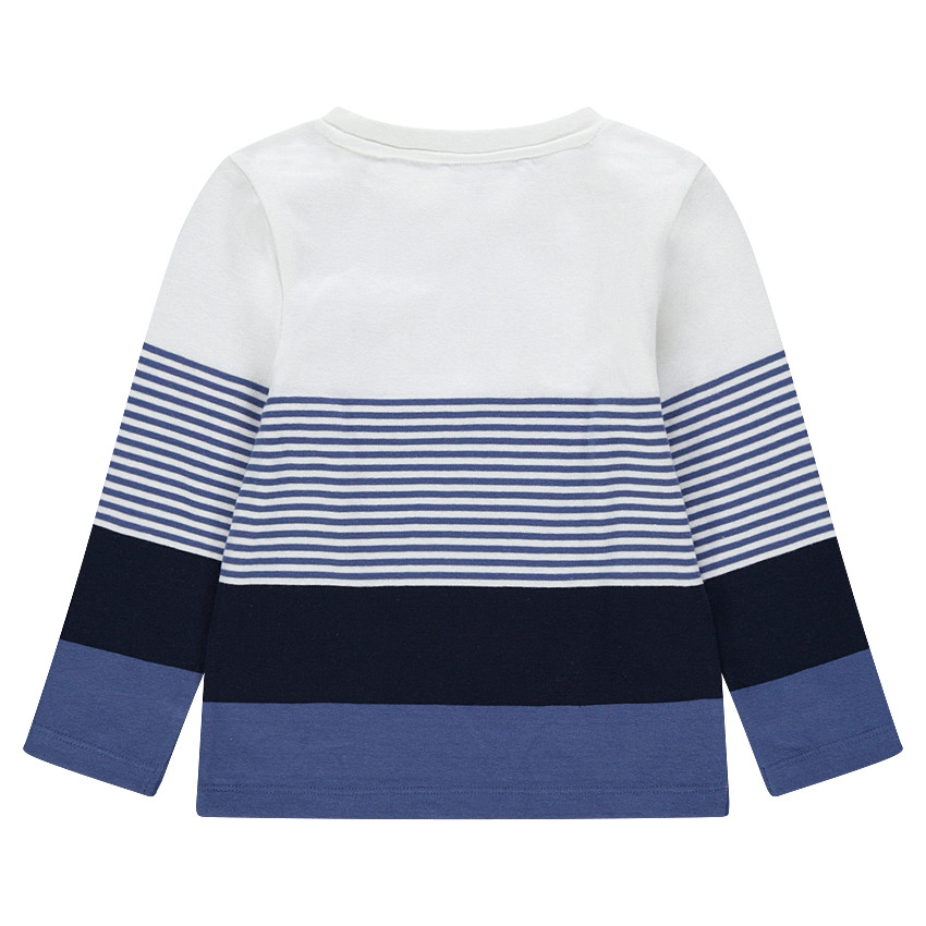 Marinière en coton avec rayures contrastées et poche plaquée 