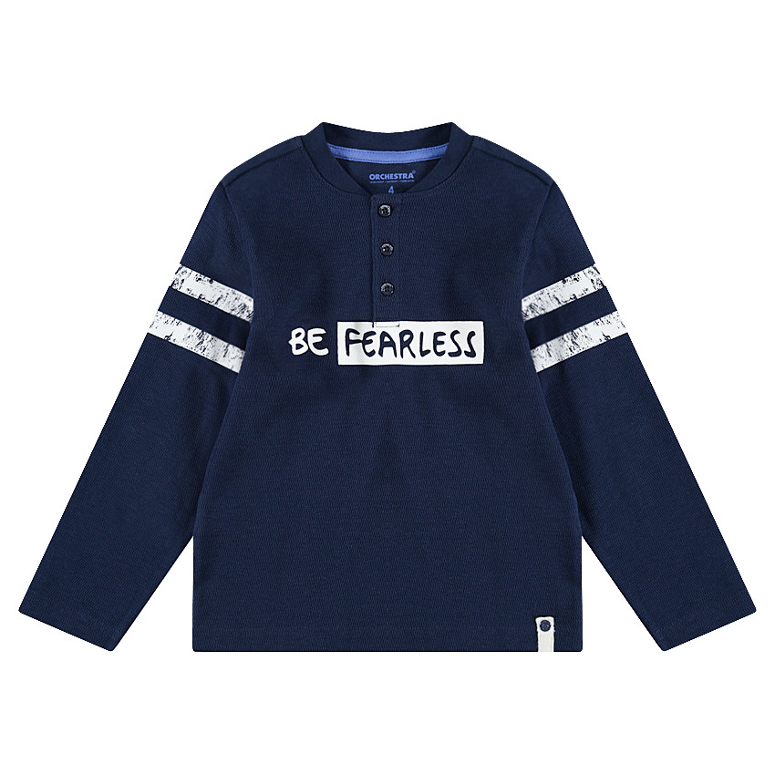 Tee-shirt manches longues en jersey nid d'abeille avec bandes printées 