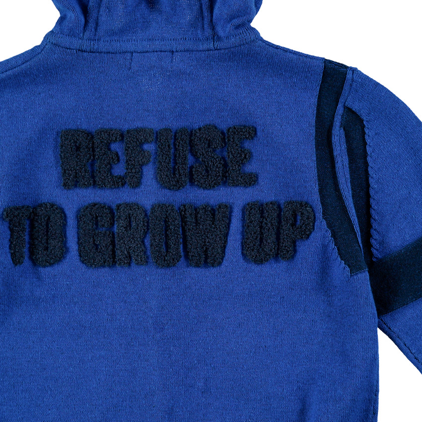 Gilet zippé à capuche avec inscription en bouclette au dos 