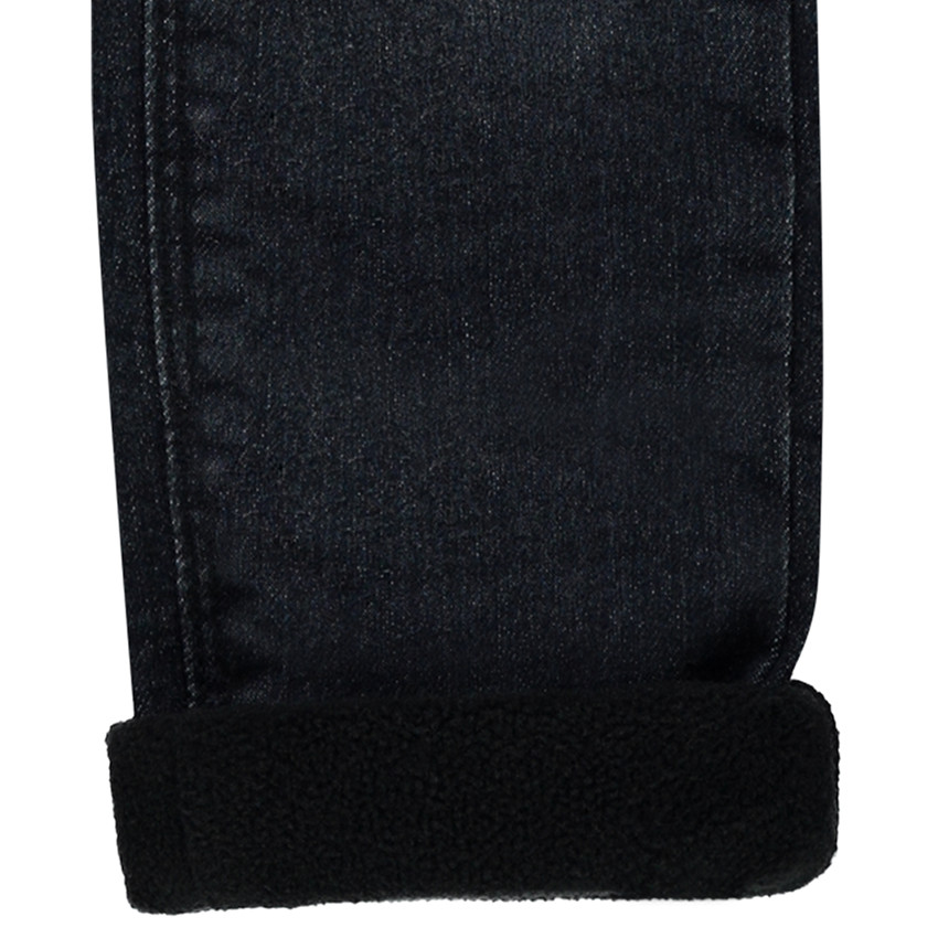 Jeans effet used et crinkle doublé micropolaire 