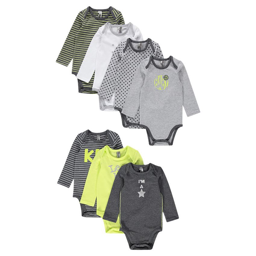 Lot de 7 bodies en jersey avec ouverture adaptée à l'âge 