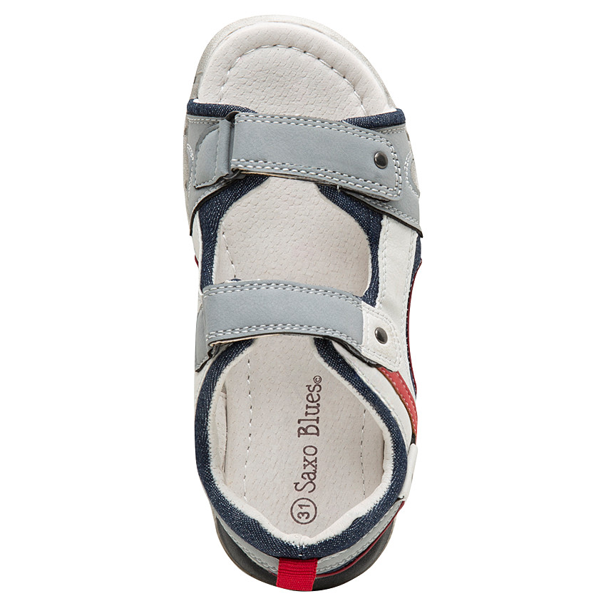 Nu-pieds à scratchs avec empiècements effet jeans du 28 au 35 