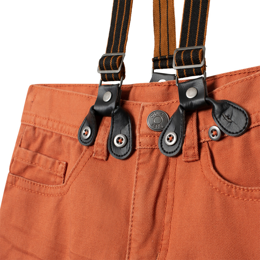 Pantalon en toile à bretelles rayées amovibles 