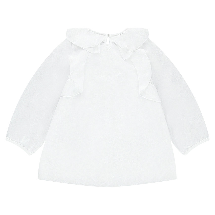 Tunique volantée en crêpe de polyester avec noeud en vichy 