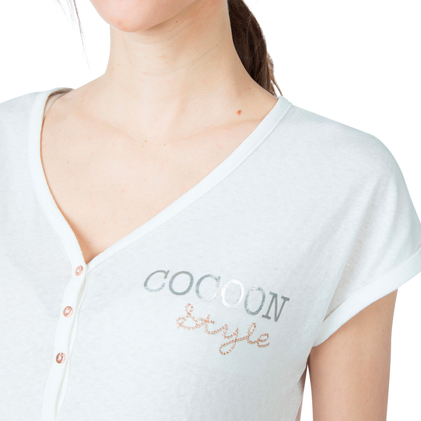 Tee-shirt manches courtes homewear avec message printé 