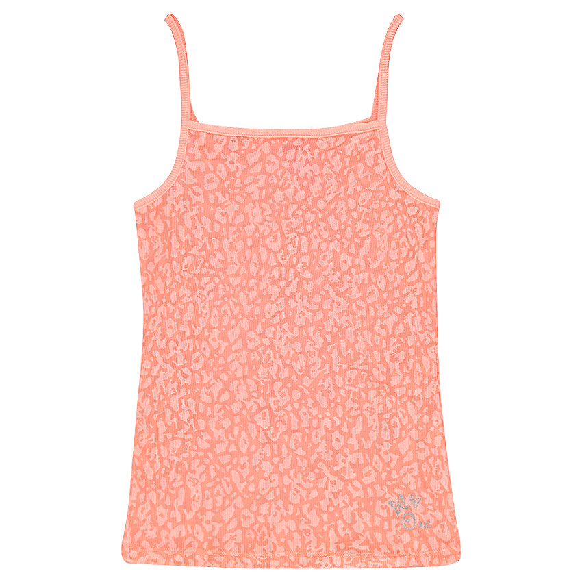 Débardeur fluo en maille dévorée avec print argenté 