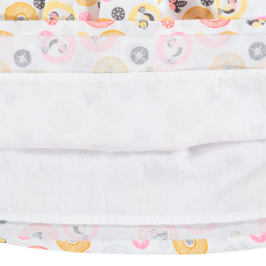 Robe manches courtes avec imprimés all-over et volants 