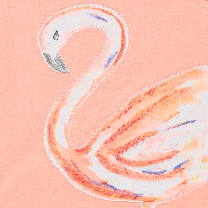 Débardeur en jersey avec bretelles volantées et flamant rose 