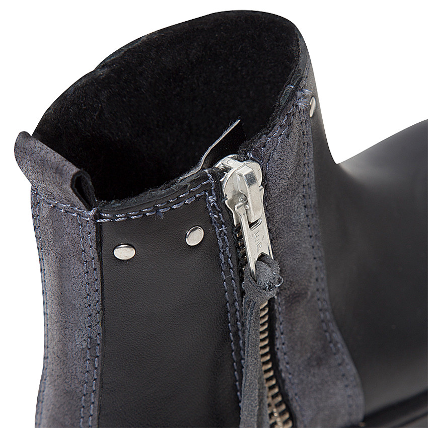Bottillons en cuir avec zip et rivets 