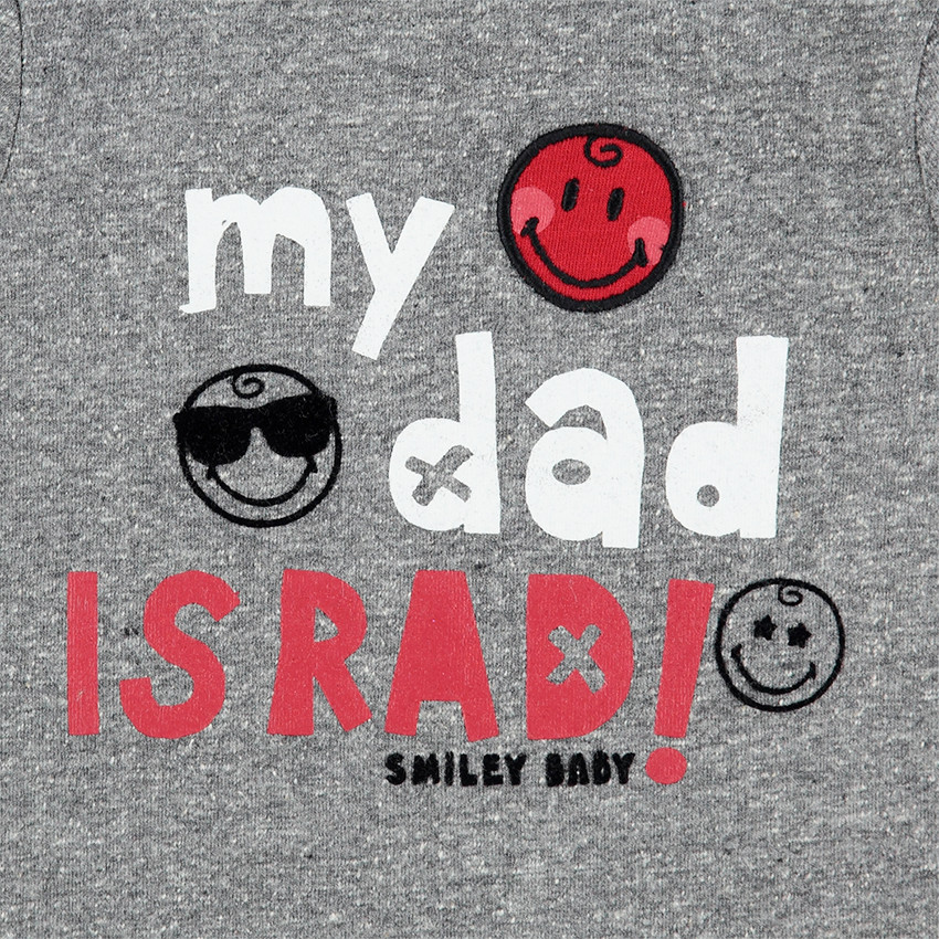 Tee-shirt en jersey chiné avec message printé et badges Smiley 