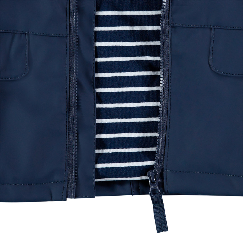 Parka en gomme doublée jersey à rayures 