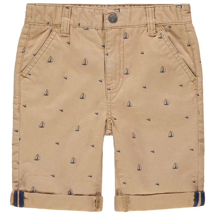 Bermuda en toile imprimé bateaux all-over 