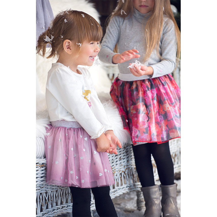 Sous-pull en jersey et lurex avec coeurs printés 